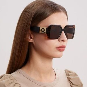 VERSACE 54mm Sunglasses in Crystal Brown with Golden Medusa VE4405